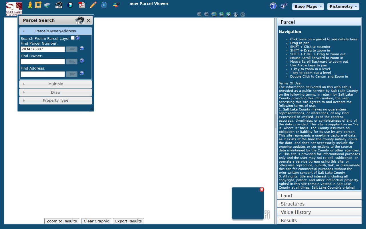 Salt Lake County GIS parcel viewer map and selection tools